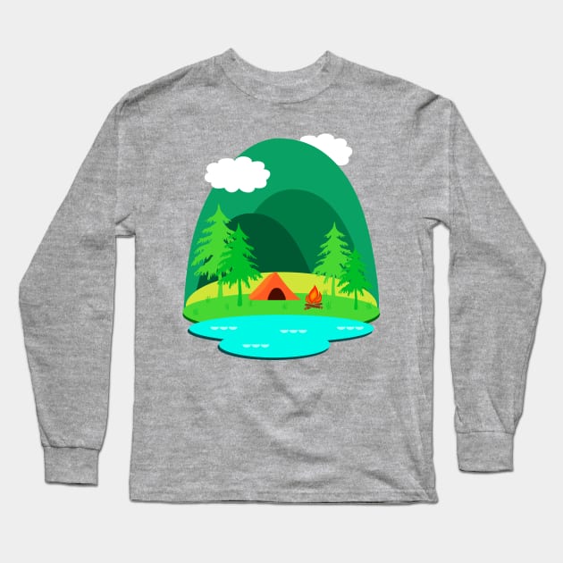 Camping Adventure Long Sleeve T-Shirt by julieerindesigns